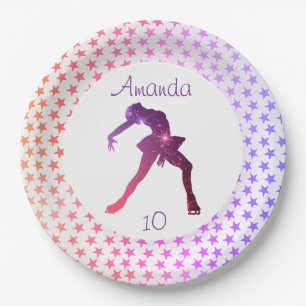 Ice skating birthday party plate (stars)