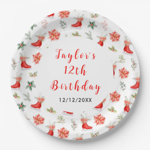 Ice Skating Birthday Party Red Paper Plate