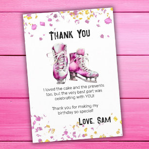 Ice Skating Birthday Party - Winter Birthday Thank You Card
