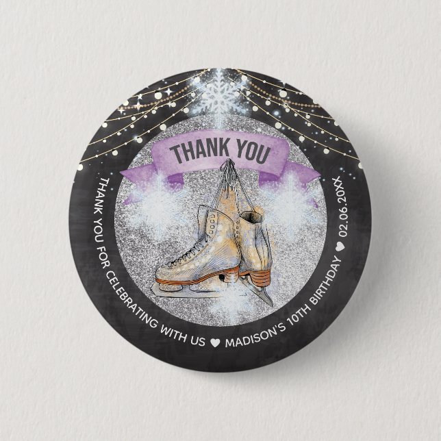 Ice Skating Birthday Personalized 2 Inch Round Button (Front)