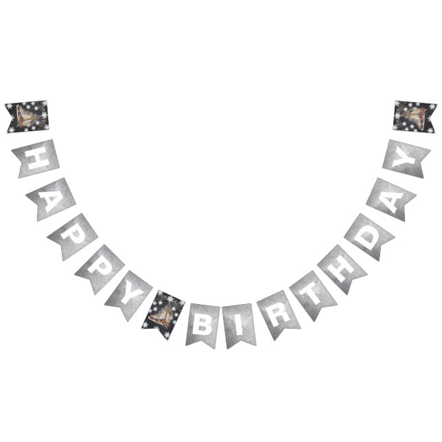 Ice Skating Birthday Silver Glitter Bunting Flags (All)