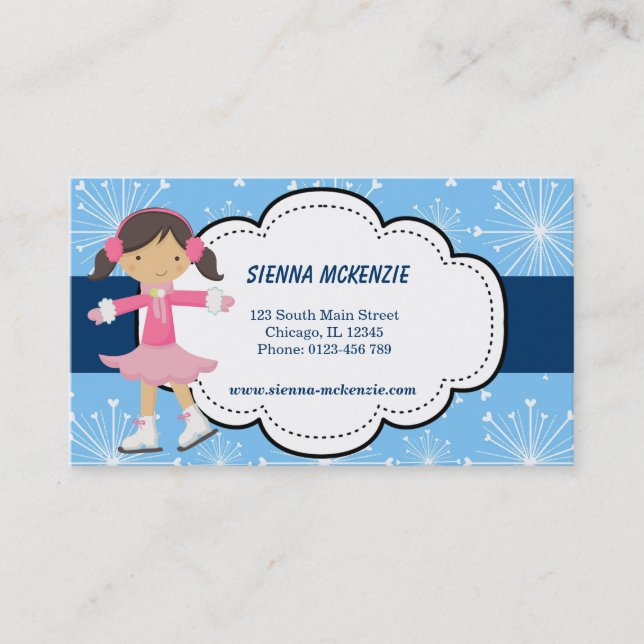 Ice Skating (Blue) Business Card (Front)