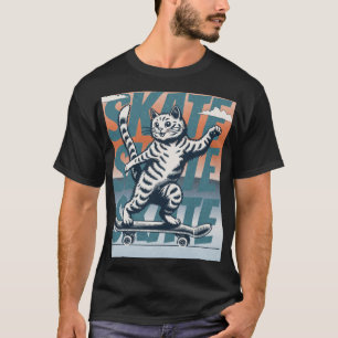 Ice Skating Cat Winter Sports Illustration T-Shirt