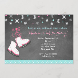 Ice Skating Chalkboard Birthday Invitations