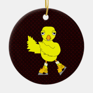 Ice Skating Chick Ceramic Ornament