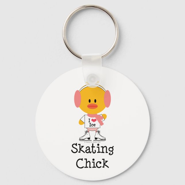 Ice Skating Chick Keychain (Front)