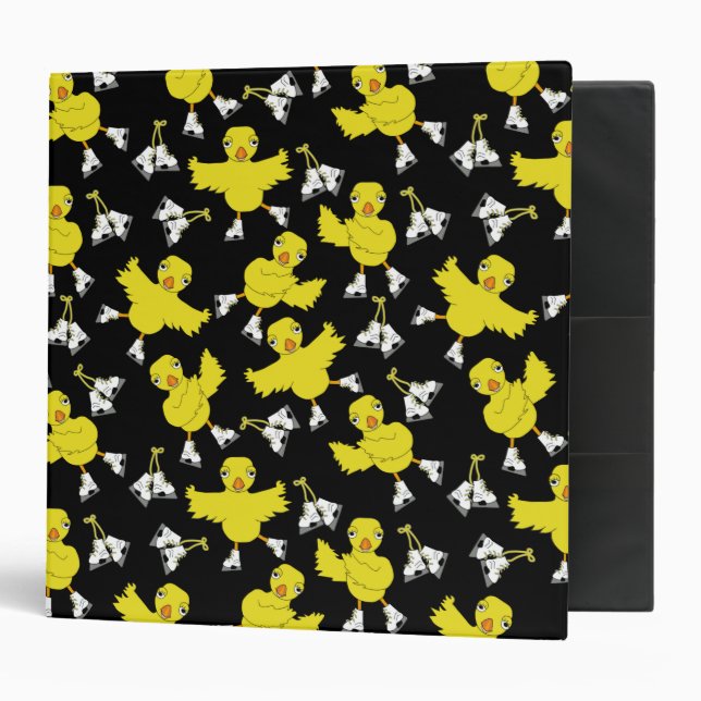 Ice Skating Chick Pattern 3 Ring Binder (Front/Inside)
