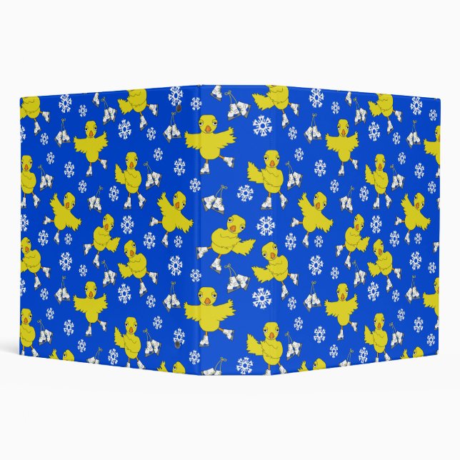 Ice Skating Chick Snowflake Pattern 3 Ring Binder (Background)