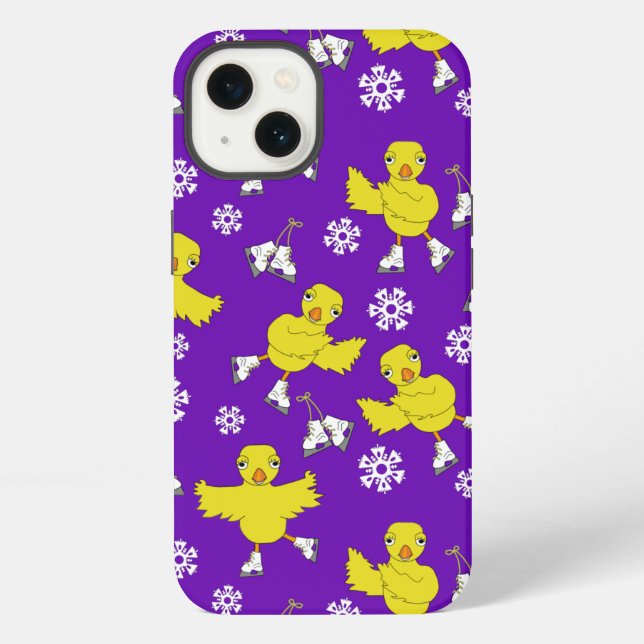 Ice Skating Chick Snowflake Pattern iPhone Case (Back)