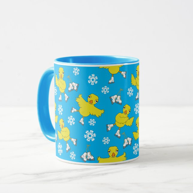 Ice Skating Chick Snowflake Pattern Mug (Front Left)