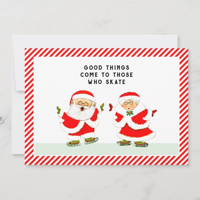 Ice Skating Couple Christmas Holiday Card (Front)