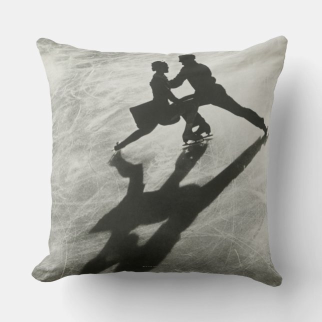 Ice Skating Couple Throw Pillow (Front)