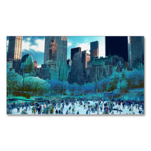 Ice Skating Fantasy Central Park Magnetic Business Card