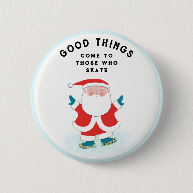 Ice Skating Figure Skater Holiday Gift 2 Inch Round Button (Front)