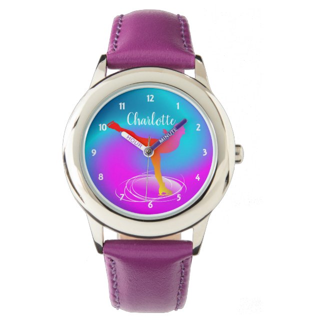 Ice Skating Figure Skater Modern Personalized Watch (Front)