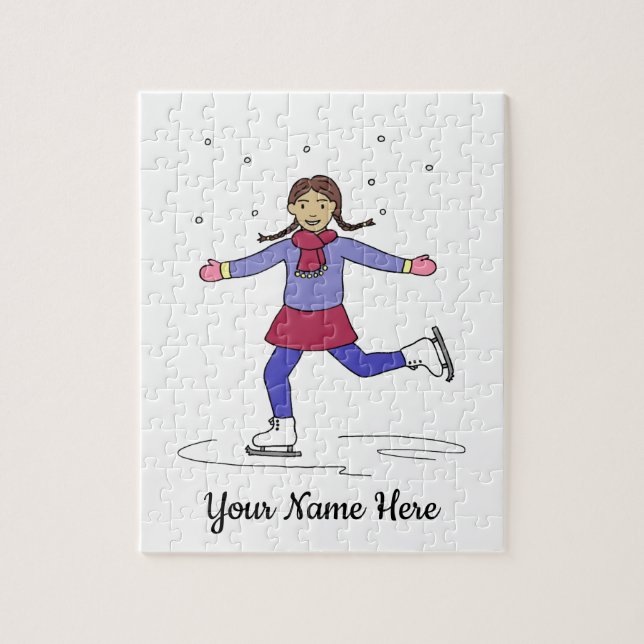 Ice Skating Figure Skater Personalized Name Jigsaw Puzzle (Vertical)