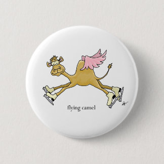 Ice Skating Flying Camel 2 Inch Round Button