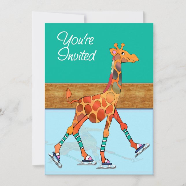 Ice Skating Giraffe at the Rink Invitation (Front)