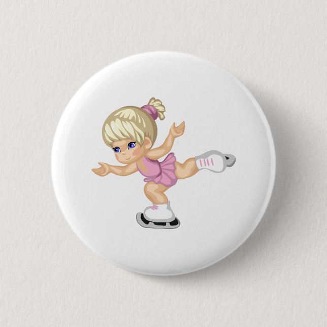Ice Skating Girl 2 Inch Round Button (Front)