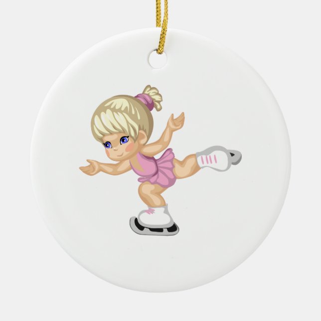 Ice Skating Girl Ceramic Ornament (Front)