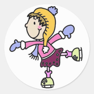 Ice Skating Girl Classic Round Sticker