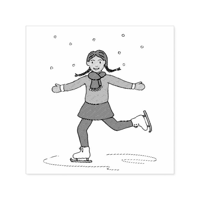 Ice Skating Girl Figure Skater Self-inking Stamp (Design)