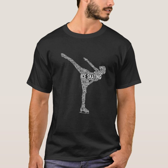 Ice Skating Girl Typography Roller Figure Skater W T-Shirt (Front)