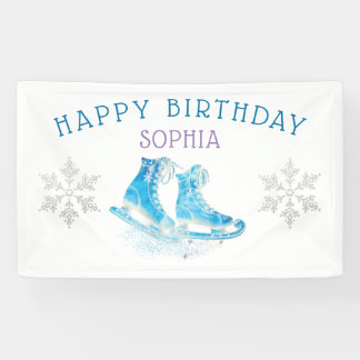 Ice Skating Happy Birthday Personalized Banner