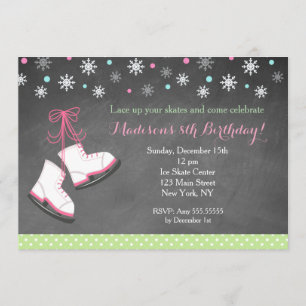 Ice Skating Ice Skate Birthday Invitations