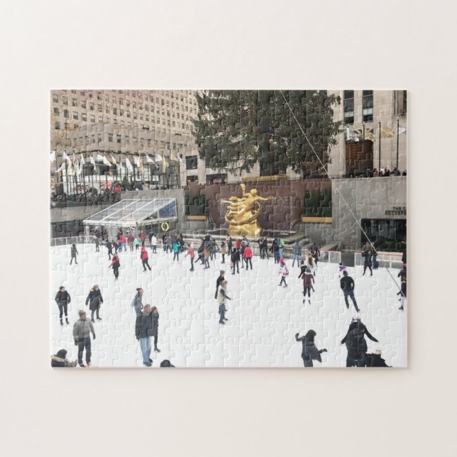 Ice Skating in Rockefeller Centre NYC Christmas Jigsaw Puzzle (Horizontal)
