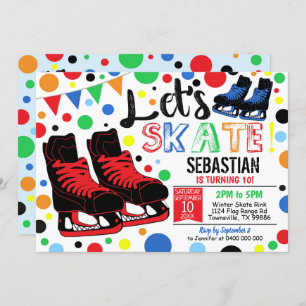Ice Skating Invitation Ice Skating Party Boy Red