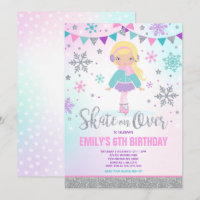 Ice skating Invitation Ice Skating Party Silver