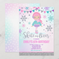 Ice skating Invitation Ice Skating Party Silver