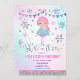 Ice skating Invitation Ice Skating Party Silver
