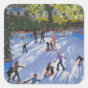 Ice skating Natural History Museum 2014 Square Sticker