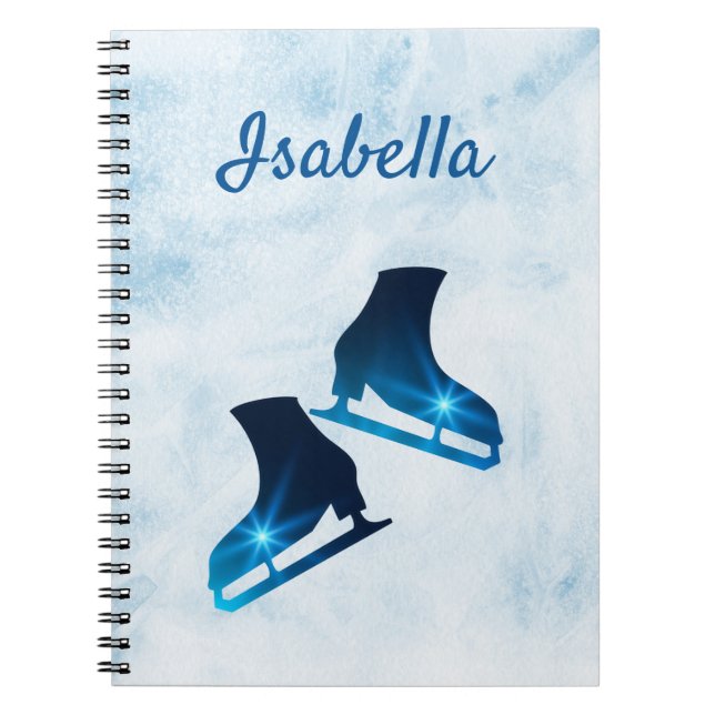 Ice skating notebook figure skate blue stars (Front)
