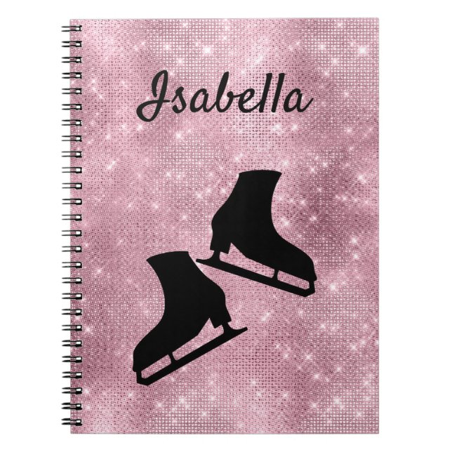 Ice skating notebook figure skate pink sparkle (Front)