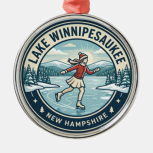 Ice Skating on Lake Winnipesaukee USA Metal Ornament