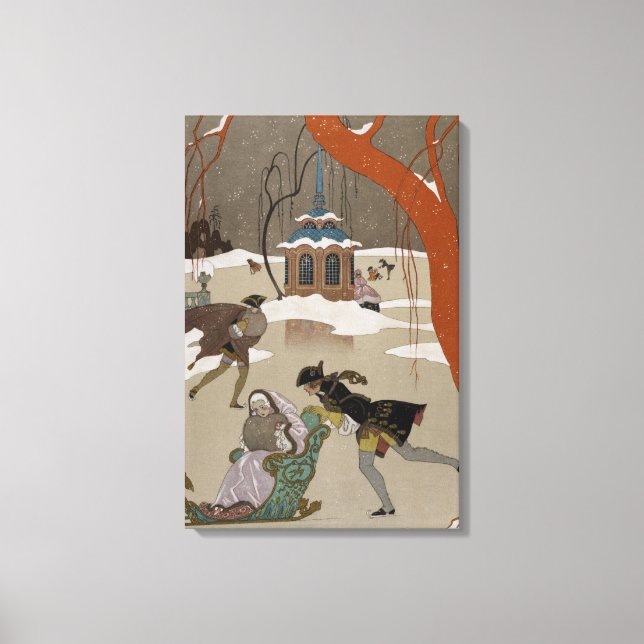 Ice Skating on the Frozen Lake Canvas Print (Front)