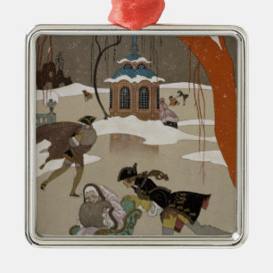 Ice Skating on the Frozen Lake Metal Ornament