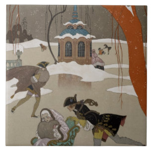 Ice Skating on the Frozen Lake Tile