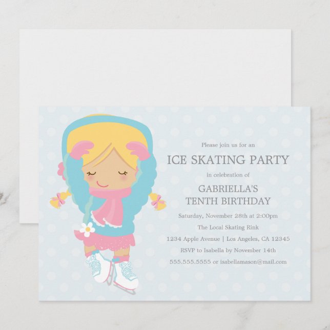 Ice Skating Party | Birthday Party Invitation (Front/Back)