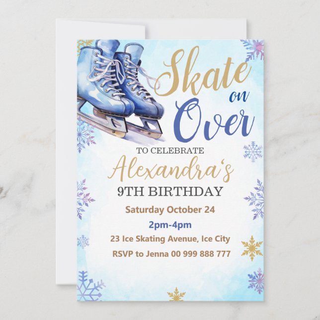 Ice Skating Party Birthday Winter Party Invitation (Front)
