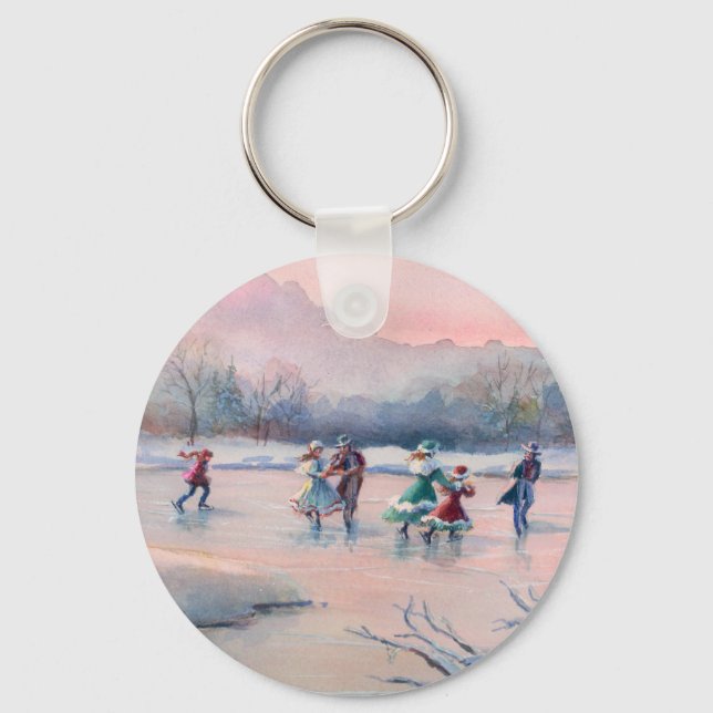 ICE SKATING PARTY by SHARON SHARPE Keychain (Front)