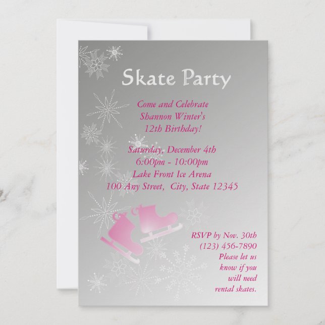 Ice Skating Party Invitation (Front)