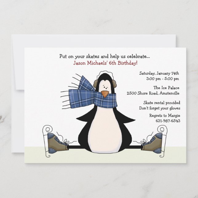 Ice Skating Party Invitation bleue (Devant)