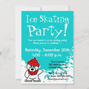 Ice skating party invitations Custom invites