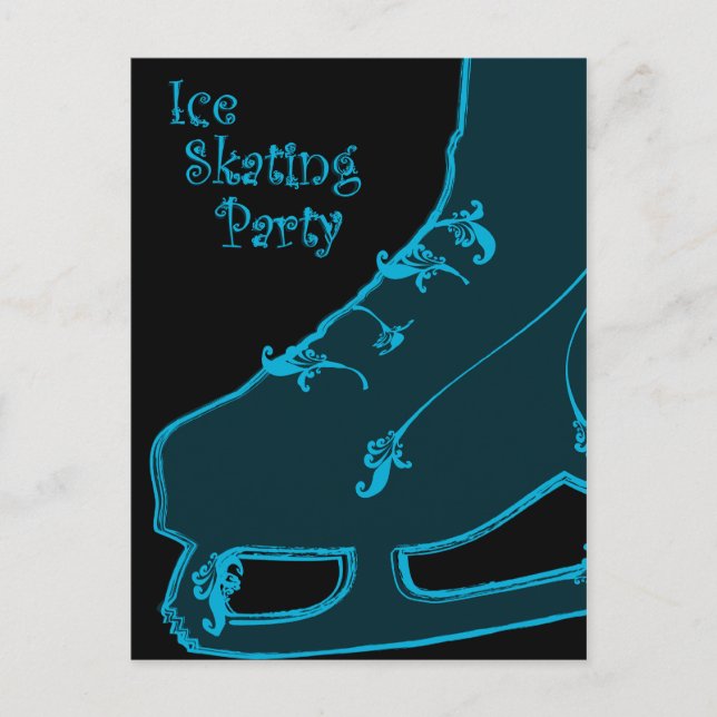 ice skating party paisley invitation postcard (Front)