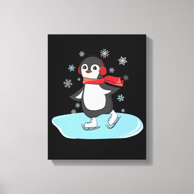 Ice Skating Penguin Canvas Print (Front)