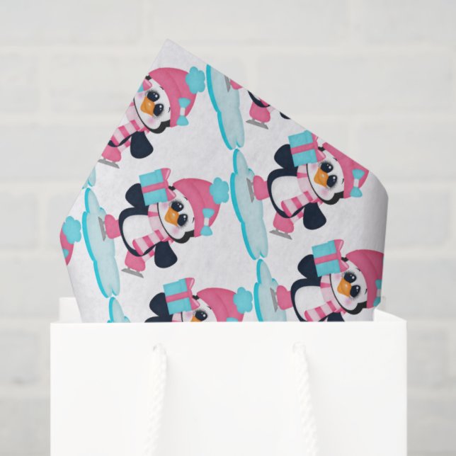 Ice skating Penguin Christmas tissue paper (Gift Bag)